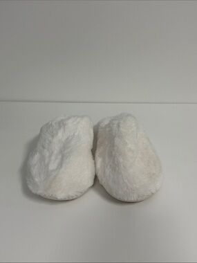 Snugleaves White Faux Fur Open-Toe Slide Slippers Size 7-8